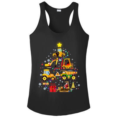 Funny Christmas Construction Vehicles Tree Ladies PosiCharge Competitor Racerback Tank