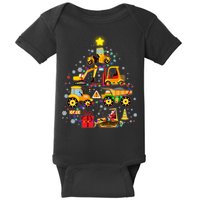 Funny Christmas Construction Vehicles Tree Baby Bodysuit