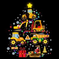 Funny Christmas Construction Vehicles Tree Baby Bodysuit