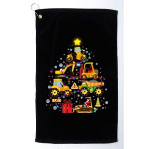 Funny Christmas Construction Vehicles Tree Platinum Collection Golf Towel