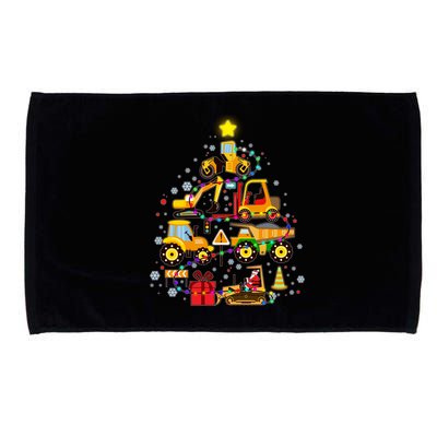 Funny Christmas Construction Vehicles Tree Microfiber Hand Towel