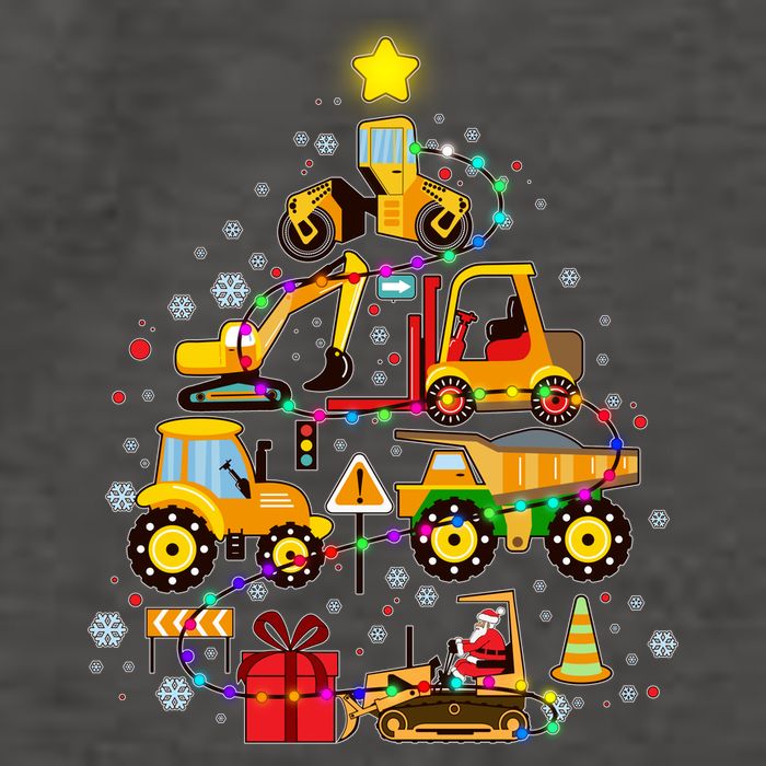 Funny Christmas Construction Vehicles Tree Vector Backpack