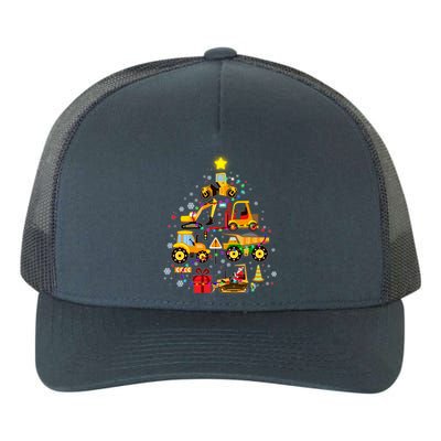 Funny Christmas Construction Vehicles Tree Yupoong Adult 5-Panel Trucker Hat