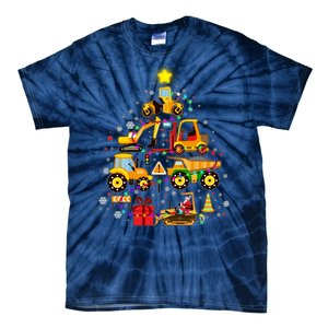 Funny Christmas Construction Vehicles Tree Tie-Dye T-Shirt