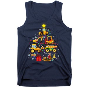 Funny Christmas Construction Vehicles Tree Tank Top