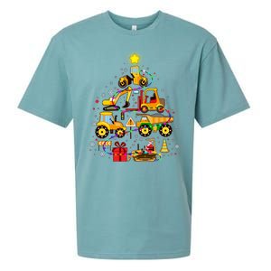 Funny Christmas Construction Vehicles Tree Sueded Cloud Jersey T-Shirt