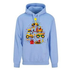 Funny Christmas Construction Vehicles Tree Unisex Surf Hoodie