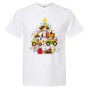 Funny Christmas Construction Vehicles Tree Garment-Dyed Heavyweight T-Shirt