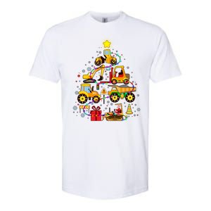 Funny Christmas Construction Vehicles Tree Softstyle CVC T-Shirt