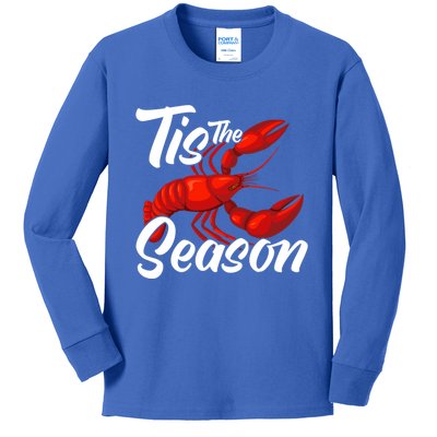 Funny Crayfish Crawfish Boil Tis The Season Gift Kids Long Sleeve Shirt