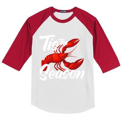 Funny Crayfish Crawfish Boil Tis The Season Gift Kids Colorblock Raglan Jersey