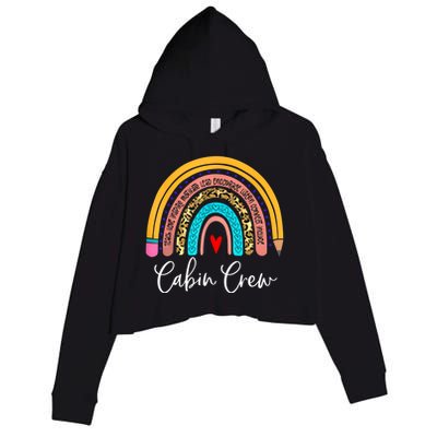 Funny Cabin Crew Rainbow Leopard Travel And Tourism Work Funny Gift Crop Fleece Hoodie