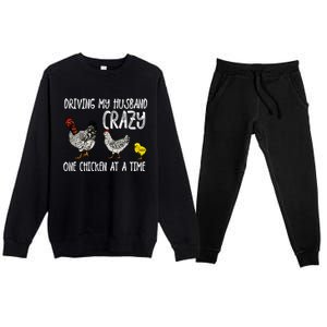 Funny Crazy Chicken Lady Gift For Fowl Animal Lover Gift Premium Crewneck Sweatsuit Set