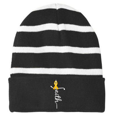 Fath Childhood Cancer Awareness Striped Beanie with Solid Band