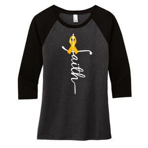 Fath Childhood Cancer Awareness Women's Tri-Blend 3/4-Sleeve Raglan Shirt