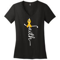 Fath Childhood Cancer Awareness Women's V-Neck T-Shirt