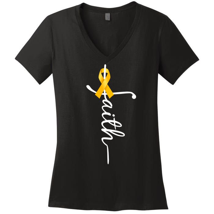 Fath Childhood Cancer Awareness Women's V-Neck T-Shirt