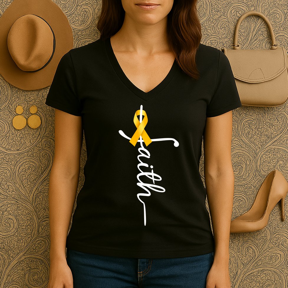 Fath Childhood Cancer Awareness Women's V-Neck T-Shirt