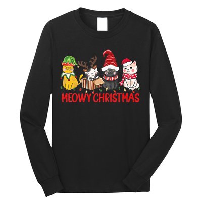 Funny Christmas Cats Cute Kitten Cats Santa Hat Xmas Long Sleeve Shirt