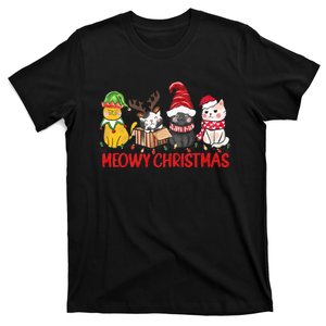 Funny Christmas Cats Cute Kitten Cats Santa Hat Xmas T-Shirt