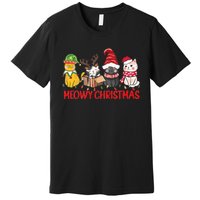 Funny Christmas Cats Cute Kitten Cats Santa Hat Xmas Premium T-Shirt