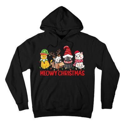 Funny Christmas Cats Cute Kitten Cats Santa Hat Xmas Tall Hoodie