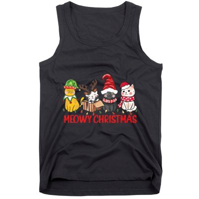 Funny Christmas Cats Cute Kitten Cats Santa Hat Xmas Tank Top