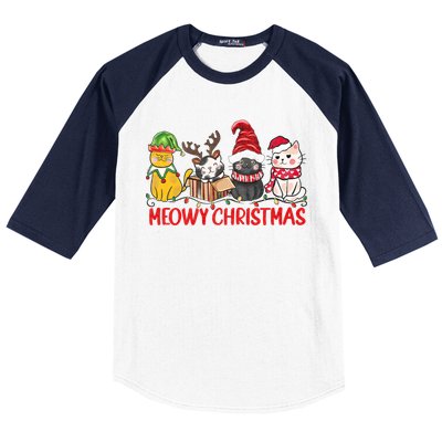 Funny Christmas Cats Cute Kitten Cats Santa Hat Xmas Baseball Sleeve Shirt