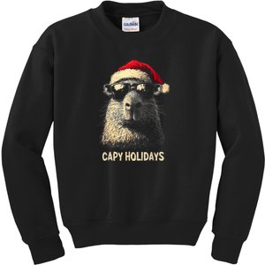 Funny Christmas Capy Holidays Xmas Capybara Kids Sweatshirt