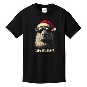 Funny Christmas Capy Holidays Xmas Capybara Kids T-Shirt