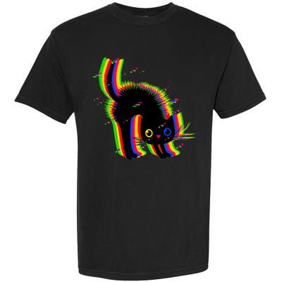 Funny Cute Colorful Glitch Cat Garment-Dyed Heavyweight T-Shirt