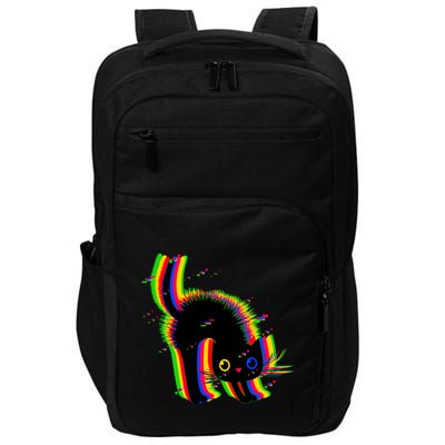 Funny Cute Colorful Glitch Cat Impact Tech Backpack