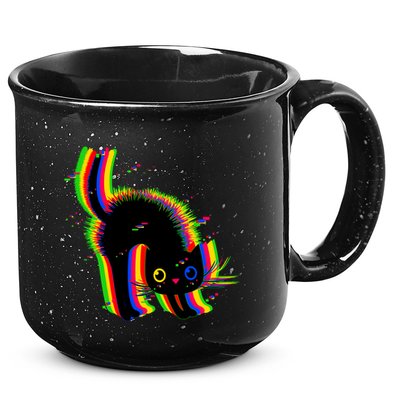 Funny Cute Colorful Glitch Cat 15oz Campfire Ceramic Mug