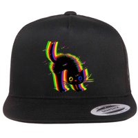 Funny Cute Colorful Glitch Cat Flatbill Hat
