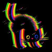 Funny Cute Colorful Glitch Cat Flatbill Hat