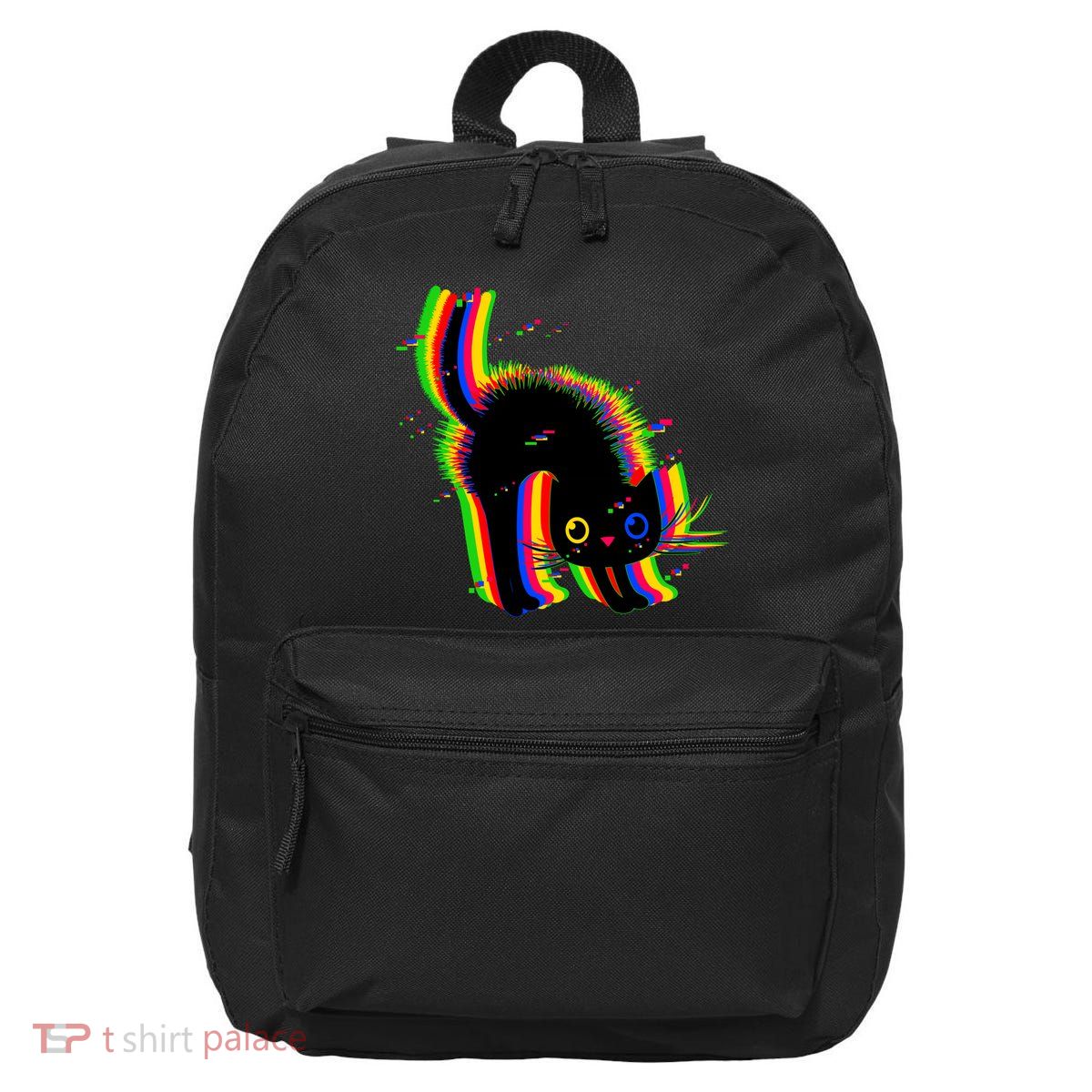 Funny Cute Colorful Glitch Cat 16 in Basic Backpack