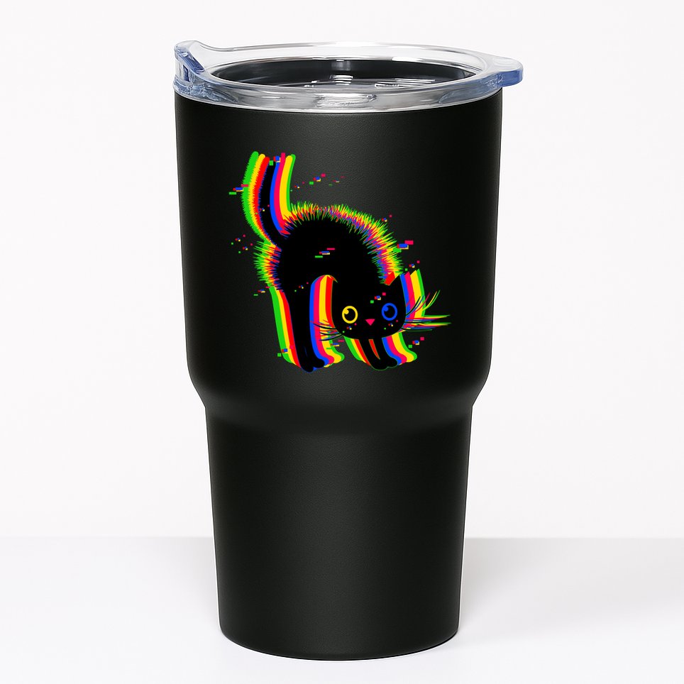 Funny Cute Colorful Glitch Cat Tumbler