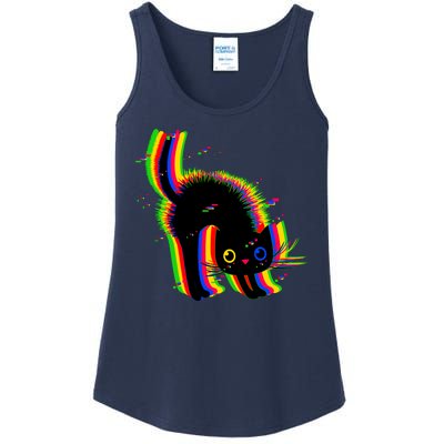 Funny Cute Colorful Glitch Cat Ladies Essential Tank