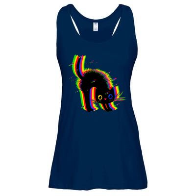 Funny Cute Colorful Glitch Cat Ladies Essential Flowy Tank