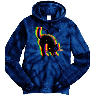 Funny Cute Colorful Glitch Cat Tie Dye Hoodie