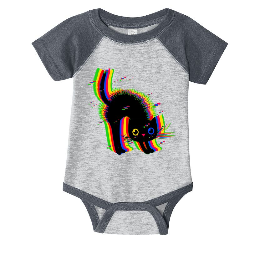 Funny Cute Colorful Glitch Cat Infant Baby Jersey Bodysuit