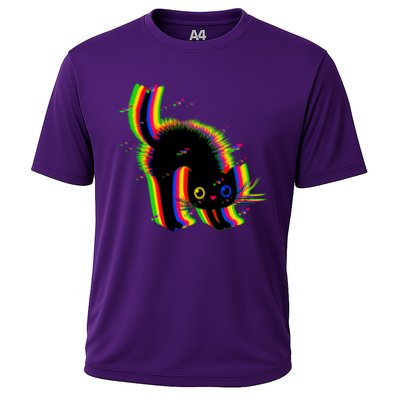 Funny Cute Colorful Glitch Cat Performance Shirt
