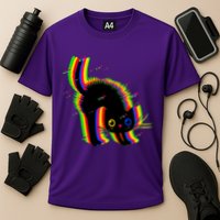 Funny Cute Colorful Glitch Cat Performance Shirt