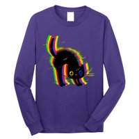 Funny Cute Colorful Glitch Cat Long Sleeve Shirt