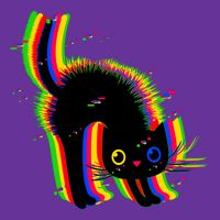 Funny Cute Colorful Glitch Cat Long Sleeve Shirt