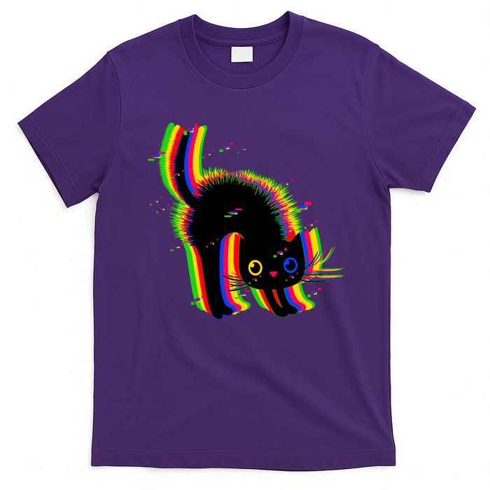 Funny Cute Colorful Glitch Cat T-Shirt