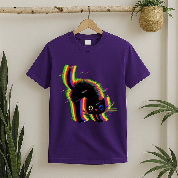 Funny Cute Colorful Glitch Cat T-Shirt