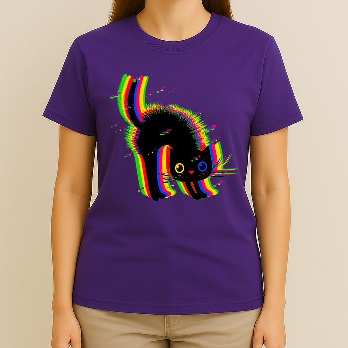 Funny Cute Colorful Glitch Cat T-Shirt
