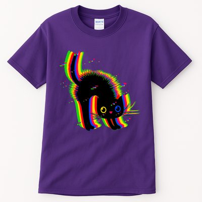 Funny Cute Colorful Glitch Cat Tall T-Shirt