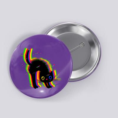 Funny Cute Colorful Glitch Cat Button